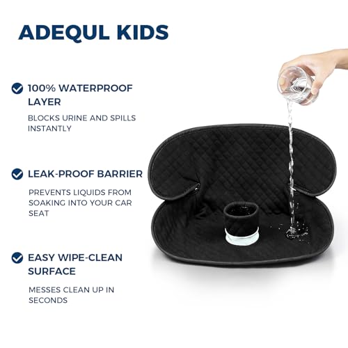 Potty Training Car Seat Protector, 2 Pack Waterproof Piddle Pads Carseat, 100% Leak-Proof Machine Washable Car Seat Liner, Non-Slip Crash-Test Approved Cover for Toddlers (Black) - color: Black