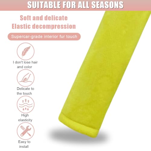 2PCS Car Seat Belt Pads Cover - Soft Fluff Car Seat Belt Shoulder Strap Cover Harness Pad Protect Your Neck - Universal Comfortable Seatbelt Strap Cushion for Most Cars & Backpacks (Yellow) - color: Yellow