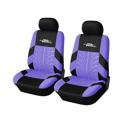 AUTOYOUTH Purple Seat Covers Front Seats Only, 3D Tyre Embossed Breathable Bucket Covers, Airbag Compatible, Quick Setup Universal Fit for Sedan, SUV, Truck, Van - color: Purple, size: Front Seats Only (4 pieces)