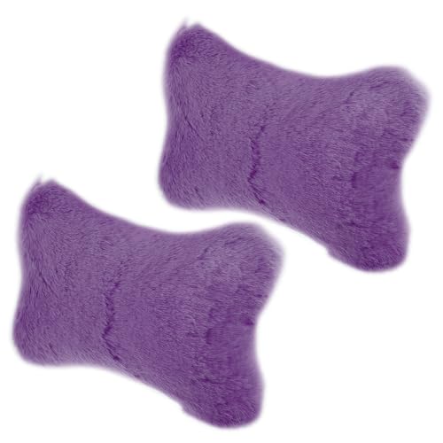 X AUTOHAUX 1 Pair Furry Seat Neck Pillows Soft Fluffy Warm Car Headrest Pillows Head Support Car Decor Accessories Purple - color: Purple
