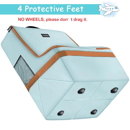 YOREPEK Padded Car Seat Travel Bag for Air Travel, Carseat Cover Backpack with Shoulder Straps, Large Carseat Gate Check Bag, Baby Travel Essential(Light Cyan) - color: Light Cyan