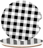 Absorbent Car Coasters 2 Pack for Women/Men,Car Coaster for Drinks,Ceramic Stone Car Cup Holder with A Finger Notch,Black White Check Checkered Plaid - color: Black White Check Checkered Plaid
