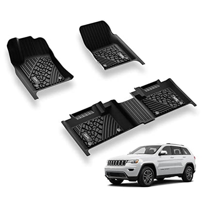 3W Floor Mats Fit for Jeep Grand Cherokee 2016-2021/ Grand Cherokee WK 2022 2023/ Dodge Durango 2016-2021 (2nd Row Bench Seating Only) TPE All Weather Custom Fit Full Set Car Liners Accessories - size: Jeep Grand Cherokee 2016-2021 Floor Mats