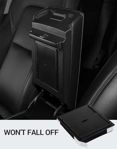 Motrobe 3PCS Tesla Model Y Model 3 Center Console Organizer Tray [Anti-Rattle Flocked] Armrest Hidden Storage Box Model Y 2021-2024 Model 3 2021-2023 Accessories [Not Fit 2024 Model 3 Highland] - size: 3PCS (For Model Y 2021-2024 & Model 3 2021-2023)