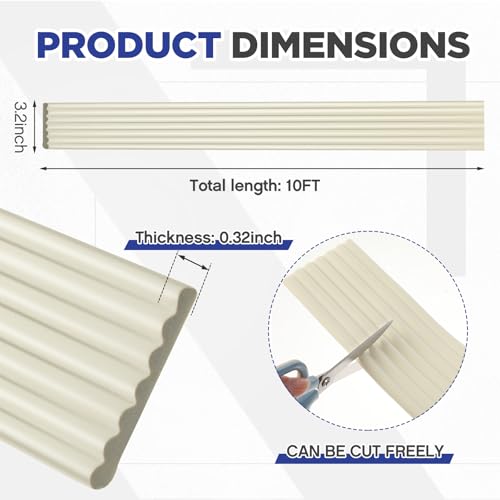 Garage Wall Protector Roll, 10ft x 3.15in Long Trimmable Self-Adhesive Rubber Strip, Customizable Car Door Bumper Guard for Concrete Walls Warehouse Doors, Anti-Scratch Waterproof (Beige)