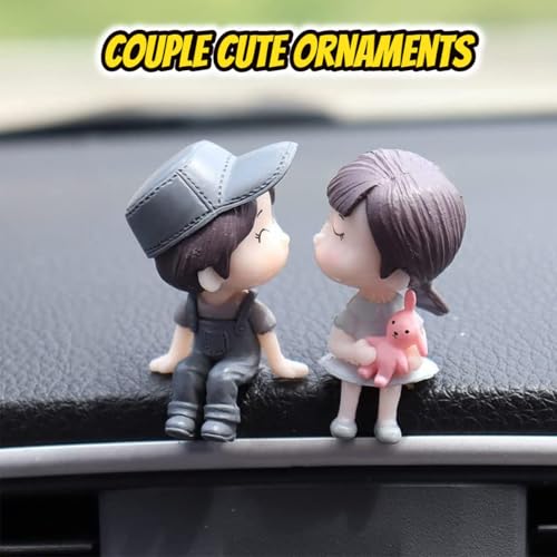 Cute Cartoon Couple Design Car Ornament - Car Dashboard Decorations, Office Desk Accessories, Computer Monitor Decor, Kissing Couple Figure Figurines Balloon Ornaments (B)