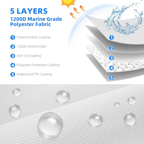 Center Console Boat Cover 20-22ft, 1200D Waterproof Boat Cover with Motor Cover, Trailerable Boat Cover for Center Console Boat, Heavy Duty Marine Grade UV Resistant Polyester Fabric, Gray
