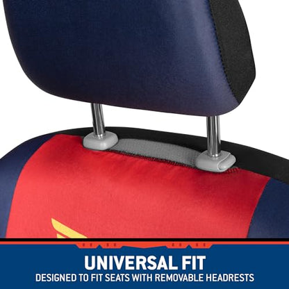 Warner Bros DC Comics Wonder Woman Car Accessories Seat Covers - Front Pair Includes Removable Head Cover, Matching Seat Belt Pads, Side Airbag Compatible, Universal Fit, Waterproof - size: 2 Front, style: Wonder Woman