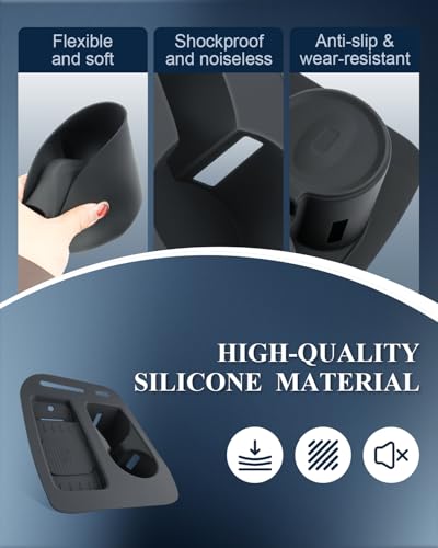BIBIBO for 2026 Hyundai Palisade Center Console Organizer 2026 Hyundai Palisade Console Silicone Cup Holder Insert 2026 Palisade Console Insert Tray (Black) - color: Black-Cup Holder Organizer