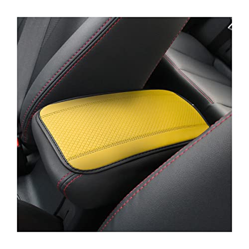 Auto Center Console Pad, PU Leather Car Armrest Seat Box Cover, Waterproof Non Slip Soft Armrest Box Cushion Protector, Car Accessories Universal for SUV, Truck, Van (Yellow) - color: Style 2-Yellow