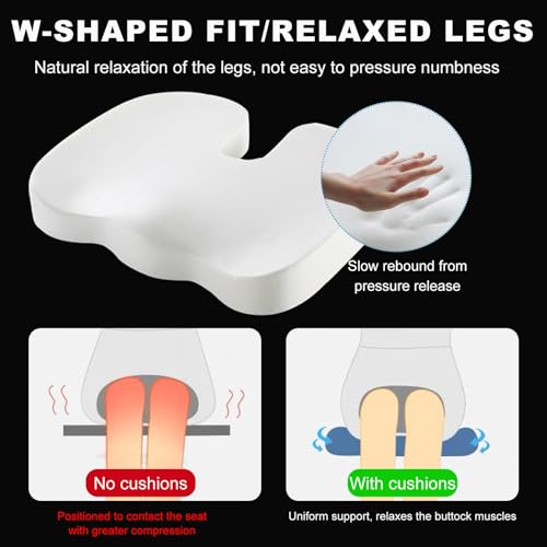 Memory Foam Seat Chair Cushion, Comfortable Auto Cushions for Long Periods of Sitting, Pregnancy Car Seat Cushion for Back, Coccyx & Sacrum Pain Relief, Car Accessories (Purple)