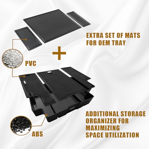 Center Console Organizer Compatible with 2022-2026 Chevy Silverado/GMC Sierra 1500, 2024-2026 Silverado & Sierra 2500 3500HD Armrest Storage - Full w/Bucket Seats ONLY(Console Tray&Mats Set) - size: Console Tray