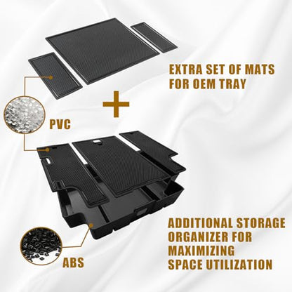 Center Console Organizer Compatible with 2022-2026 Chevy Silverado/GMC Sierra 1500, 2024-2026 Silverado & Sierra 2500 3500HD Armrest Storage - Full w/Bucket Seats ONLY(Console Tray&Mats Set) - size: Console Tray