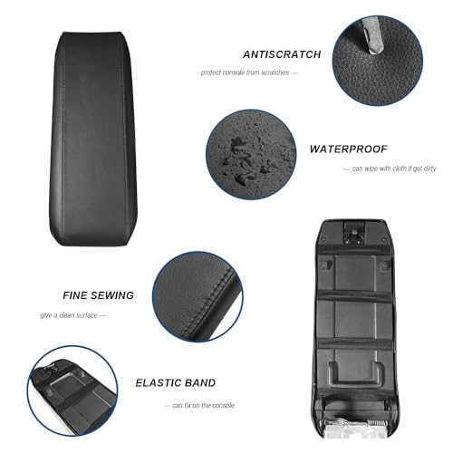 DEYTOP Center Console Cover for Chevy Equinox 2010-2017 Accessories Armrest Cover for GMC Terrain 2010-2017 Accessories Armrest Pad (Black with Black Stitches)