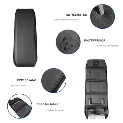 DEYTOP Center Console Cover for Chevy Equinox 2010-2017 Accessories Armrest Cover for GMC Terrain 2010-2017 Accessories Armrest Pad (Black with Black Stitches)