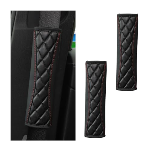 Mandark 2PCS Car Seat Belt Covers, Soft Leather Vehicle Seatbelt Strap Protector for Shoulder and Neck, Comfortable Auto Safe Belt Harness Cushion Pad, Universal for SUV, Truck, RV（Black） - color: Black, size: Style A