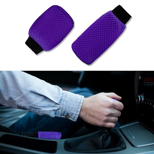 2 PCS Car Gear Shift Knob Cover & Car Handbrake Cover, Anti-Slip Breathable Comfortable Handbrake Gear Shift Protector, Car Interior Accessories Universal for Most Car