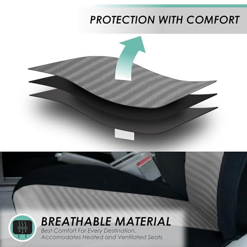 FH Group Car Seat Covers Trendy Elegance Three Row Car Seat Covers Set, Airbag Compatible and Split Ready, 7 Seater Covers-Universal Fit for Cars, Trucks & SUVs Gray/Black