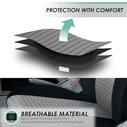 FH Group Car Seat Covers Trendy Elegance Three Row Car Seat Covers Set, Airbag Compatible and Split Ready, 7 Seater Covers-Universal Fit for Cars, Trucks & SUVs Gray/Black