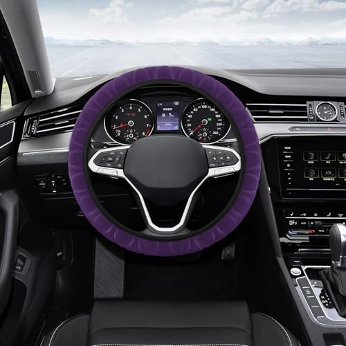Fuzzy Car Steering Wheel Cover, Steering Wheel Cover Women, Comfortable & Warm Steering Wheel Protector for Car Decorations, Anti-Slip Fluffy Car Wheel Covers Fit Sedans, SUVs, Vans (Purple) - color: Purple