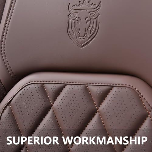 Coverado Car Seat Covers Full Set, Luxury Faux Leather Waterproof Seat Cover, Front and Back Car Seat Protector, Universal 5 Seat Leather Seat Cushion, Carseat Cover Fit Most Cars, Coffee - color: A-Coffee, size: Full Set