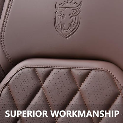 Coverado Car Seat Covers Full Set, Luxury Faux Leather Waterproof Seat Cover, Front and Back Car Seat Protector, Universal 5 Seat Leather Seat Cushion, Carseat Cover Fit Most Cars, Coffee - color: A-Coffee, size: Full Set