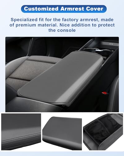 CDEFG for 2024 2025 2026 Chevy Blazer EV Center Console Cover for 2024 2025 2026 Chevrolet Blazer EV LT/RS Accessories Armrest Cover Blazer EV Middle Console Pad Arm Rest Cushion (Black Leather) - color: Black Leather
