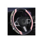 Bling Leather Steering Wheel Cover, Diamond Crystal Rhinestones Sparkly Steering Wheel Protector for Women Girls Soft Breathable Non-Slip Universal Fit 15" Car Accessories - Pink - color: Pink