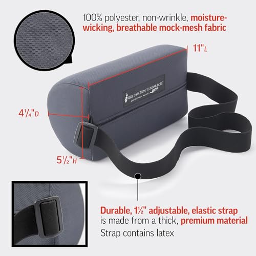 OPTP The Original McKenzie D-Section Lumbar Roll – USA-Made Low Back Lumbar Support Pillow for Office, Back Pillow for Car and Travel. The Preferred Lumbar Pillow of Physical Therapists.