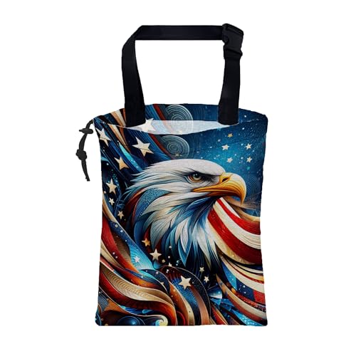 Car Garbage Bag American Flag and Bald Eagle Drawstring Car Trash Bag Hanging for Back Seat with Adjustable Buckle Canvas Vehicle Trash Can Easy-to-Install - color: American Flag and Bald Eagle