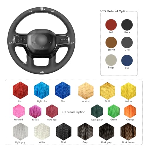 MEWANT DIY Hand Stitch Black Artificial Leather Steering Wheel Cover for Dodge Ram 1500 Laramie Big Horn 2019-2021 - color: Black Artificial Leather&White Stripe&White Thread