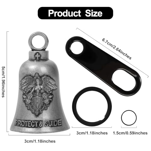Guardian Bell Motorcycle for Bikers, Guardian Angel Gremlin Bells with 2 Key Chain Ring for Luck Riding, Motorcycle Rider Accessories