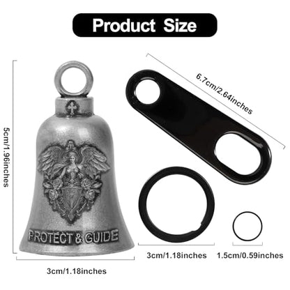 Guardian Bell Motorcycle for Bikers, Guardian Angel Gremlin Bells with 2 Key Chain Ring for Luck Riding, Motorcycle Rider Accessories