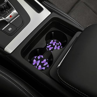 Butterfly Purple Steering Wheel Cover Beauty Butterfly Purple Steering Wheel Cover Breathable Universal for 15 Inch Anti-Slip Car with 2 Pieces Car Coasters Suitable for Men Women Butterfly - color: Butterfly Purple