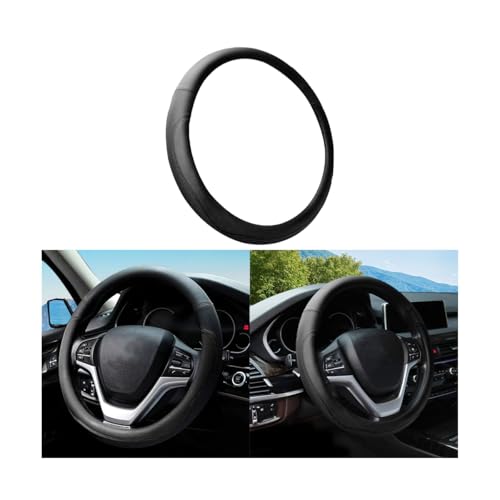 Car Steering Wheel Cover, Elastic Stretch Breathable Anti-Slip Microfiber Leather Auto Steering Wheel Protector, Soft Vehicle Interior Decor Accessories, Universal for RV, SUV, Truck (Black) - color: Style 3-Black