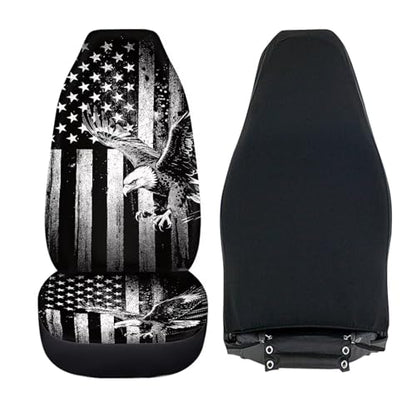 Eagle Car Front Seat Covers Anti-Slip Gray US Flag Car Seat Cover for Front Seats Set of 2 Patriotic Removable Automotive Accessories Universal Fit for Cars SUVs Sedans - color: Eagle Gray US Flag