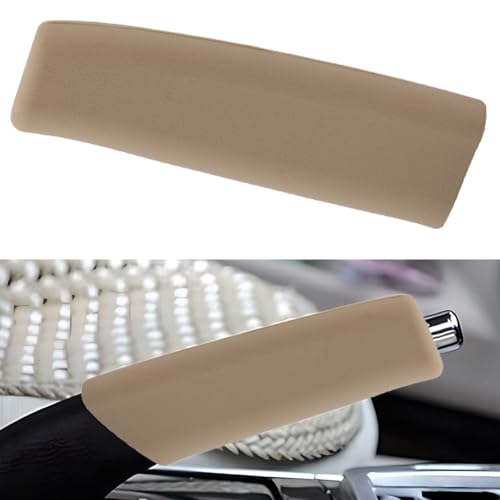 Car Handbrake Cover - Silicone Comfortable Handle Grip Cover Car Parking Brake Lever Decorative Protector - Universal Anti-Slip Brake Grip Sleeve for Cars, Trucks, SUVs (Beige) - color: Beige