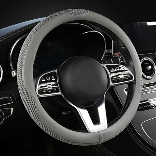 38cm Car Steering Wheel Cover, Universal 15 inch, Microfiber Breathable Ice Silk, Anti-Slip, Odorless, Easy to Install - color: GRAY