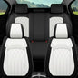 SanQing Luxury Leather Car Seat Covers Full Set 5pcs Waterproof Protector Cushion for Front and Back Seats, Universal Fit for Most Cars, Durable and Easy to Clean - color: Black&White
