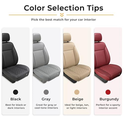 Black Panther 1 Pair Front Seat Covers Luxury Faux Leather Bottom Seat Cushions, Anti-Slip and Wrap Around The Bottom, Fit 95% of Vehicles - Black - color: Front Pair Black