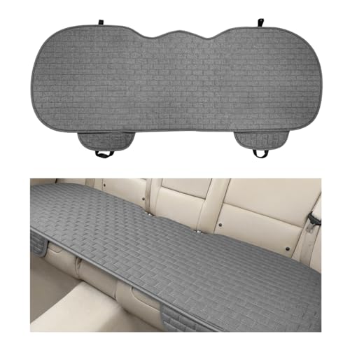 Linen Car Seat Cover, Anti-Slip Bottom Bench Protector Rear Seat Pad with Storage Pockets, Comfy Breathable Long Rear Seat Cushion Pad for Most Vehicles, Car Accessories (Rear Gray) - color: Rear Gray