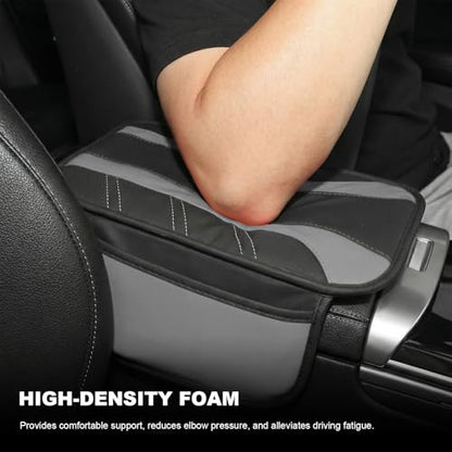Car Center Console Cover, Leather Auto Arm Rest Protector Cushion with 2 Side Storage Bags, Universal Armrest Cushion Pad Middle Console Cover for SUVs Sedans Trucks (Gray) - color: Gray
