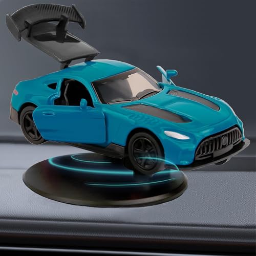 Car Dashboard Drift Spin Ornament, Alloy Rotating Car Model Decoration, Classic Cool Mini Auto Dash Interior, Follow Drift When Vehicle Turns (Blue) - color: Blue