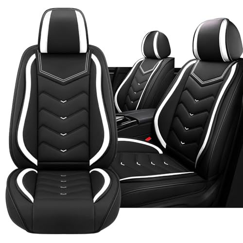 Car Seat Cover for KIA Soul 2010-2025, Driver's Seat Covers,Non-Slip Waterproof seat Cover,Wear-Resistant Nappa Leather car seat Covers. (Standard 2 Seats/Black White) - color: Black White, size: Standard 2 Seats