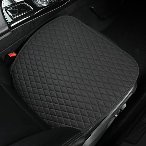 Linen Car Seat Covers,Bottom Seat Covers for Cars Include 2 Piece Front Driver Seat Pad Mat Universal Fits 90% Vehicles,SUVs,Cars,Sedans(2Piece-Black)