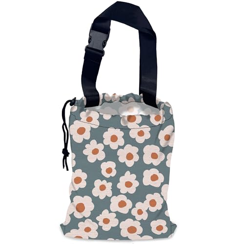 Groovy Flowers Car Garbage Bag,Daisy Waterproof Small Car Trash Bag Hanging Back of Seat,Drawstring Hanging Car Trash Bag with Adjustable Buckle for Car Accessories - color: Groovy Flowers