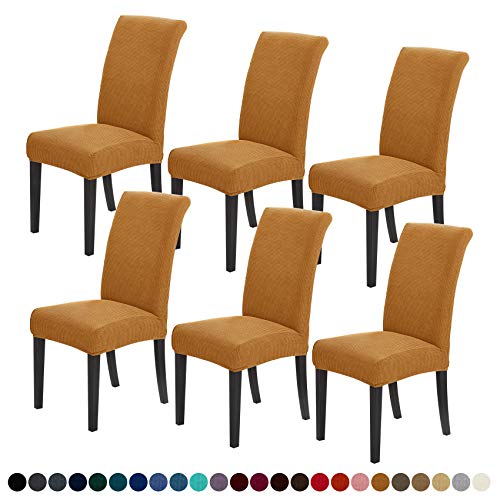 Joccun Chair Covers for Dining Room Set of 6,Dining Chair Slipcovers Stretch Dining Room Chair Covers Seat Protector,Washable Parsons Chair Cover for Home,Hotel,Banquet(Gold,6 Pack) - color: Gold, size: 6 Pack