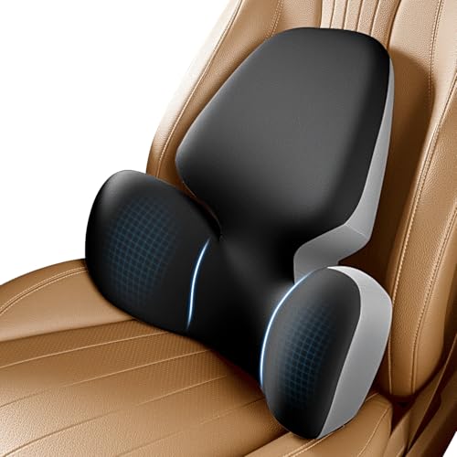 BEBAS Ergonomic Lumbar Support Pillow for Car - Memory Foam Back Cushion for Driving Seat - Comfort Lower Back Pain Relief, Fits Car Seats, Office Chairs, Sofa (BlackGray) - color: Black Gray
