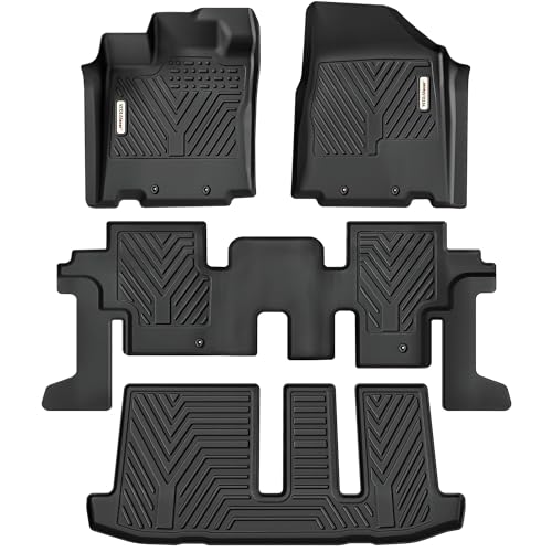 YITAMOTOR Floor Mats for Nissan Pathfinder 2013-2020, Infiniti QX60 2014-2020, JX35 2013, Custom Fit All Weather Anti-Slip TPE Rubber Mat, Pathfinder Accessories, 3 Row Automotive Floor Liners, Black - style: 13-20 Nissan Pathfinder/13 Infiniti JX35/14-20