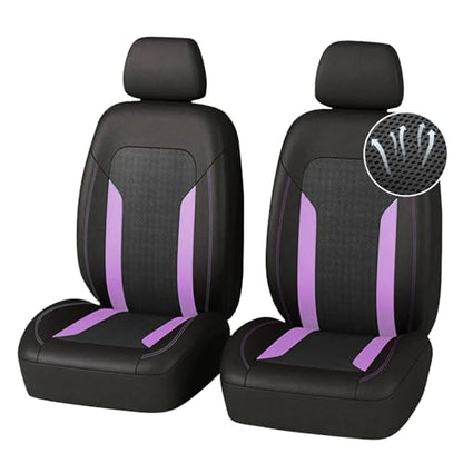 4PCS Cooling Car Seat Covers,Breathable Front Seat Covers with Mesh Construction and Foam Padding,Car Seat Protector to Reduce Back Sweating,Universal Car Interior for Car SUV (Purple) - color: Purple